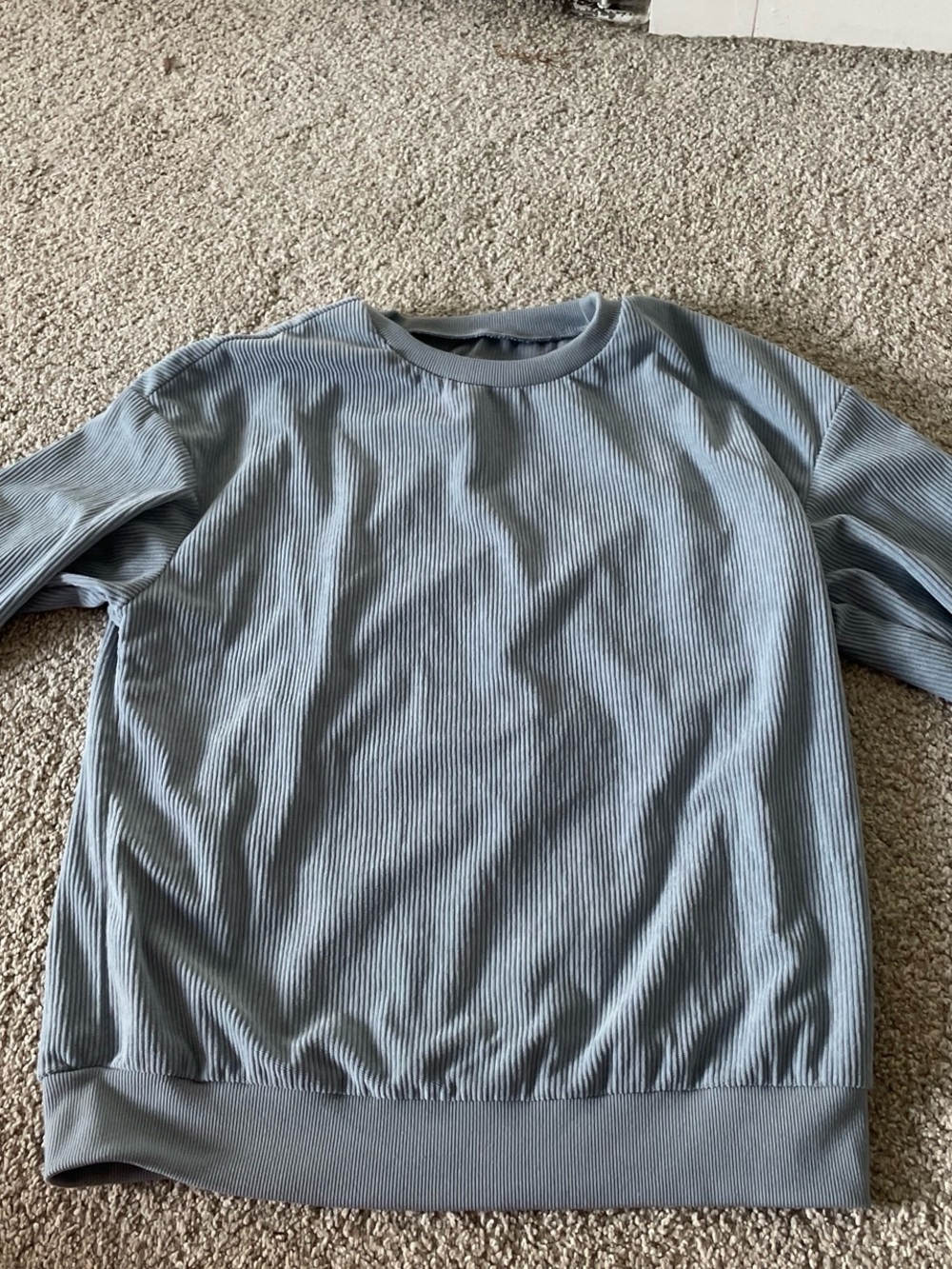 Woman’s Light Blue Ribbed Crewneck Sweater